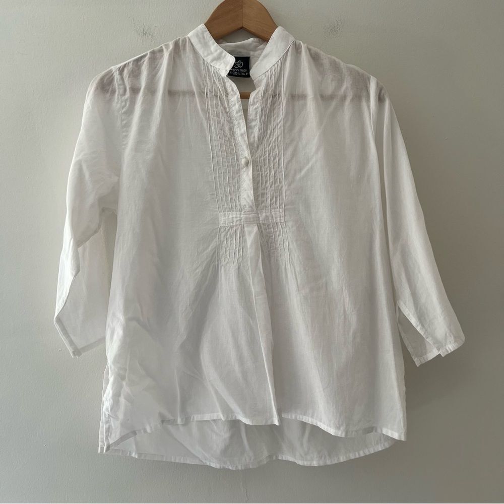 Hippy Indy White Cotton Top Lightweight Size Small Classic Boho Pintuck Pleats